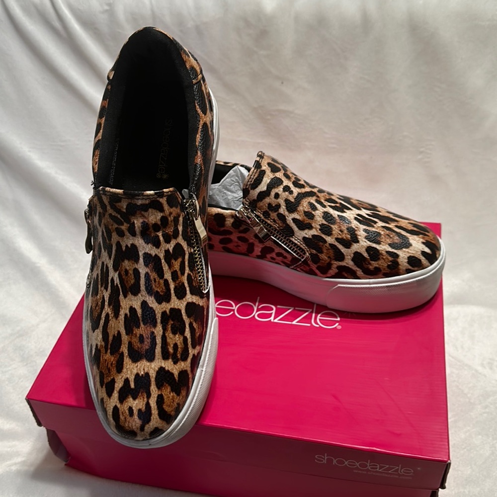 Cheetah print platform casual shoes